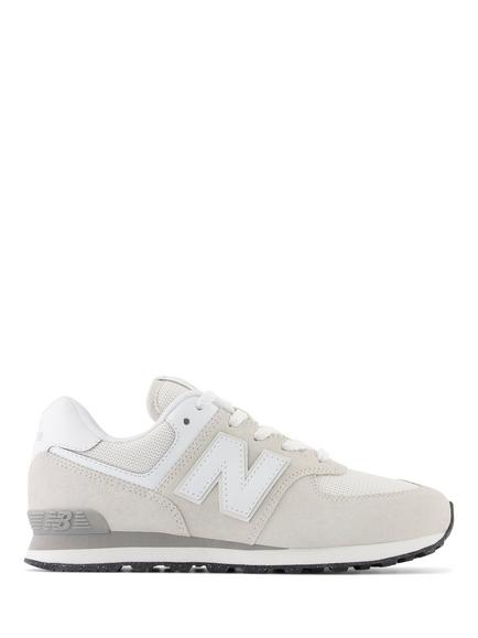 New Balance Kids' 574 Lace Trainers, Off White/Multi, Off White/Multi