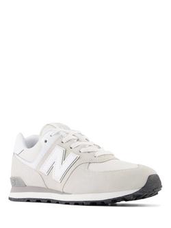 New Balance Kids' 574 Lace Trainers, Off White/Multi - view 2, Off White/Multi