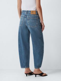 John Lewis Seamed Barrel Leg Jeans - view 2, Mid Blue