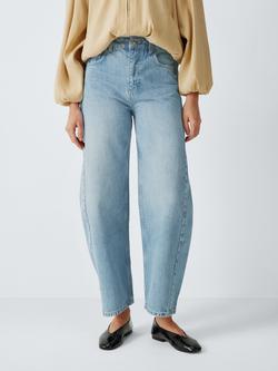 John Lewis Seamed Barrel Leg Jeans - view 2, Bleach Blue