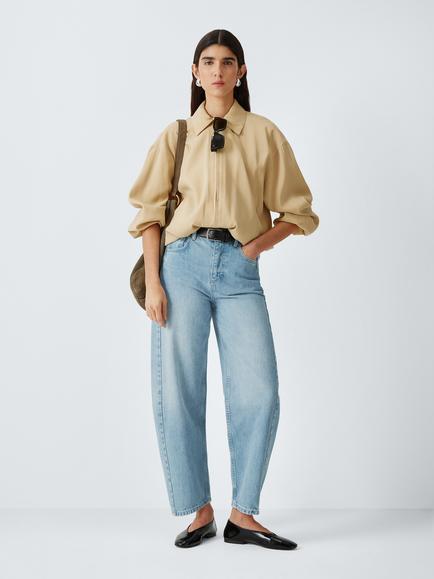 John Lewis Seamed Barrel Leg Jeans, Bleach Blue