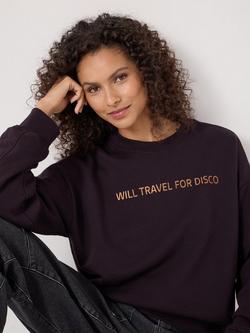 HUSH Will Travel For Disco Sweatshirt, Plum Purple - view 2, Plum Purple