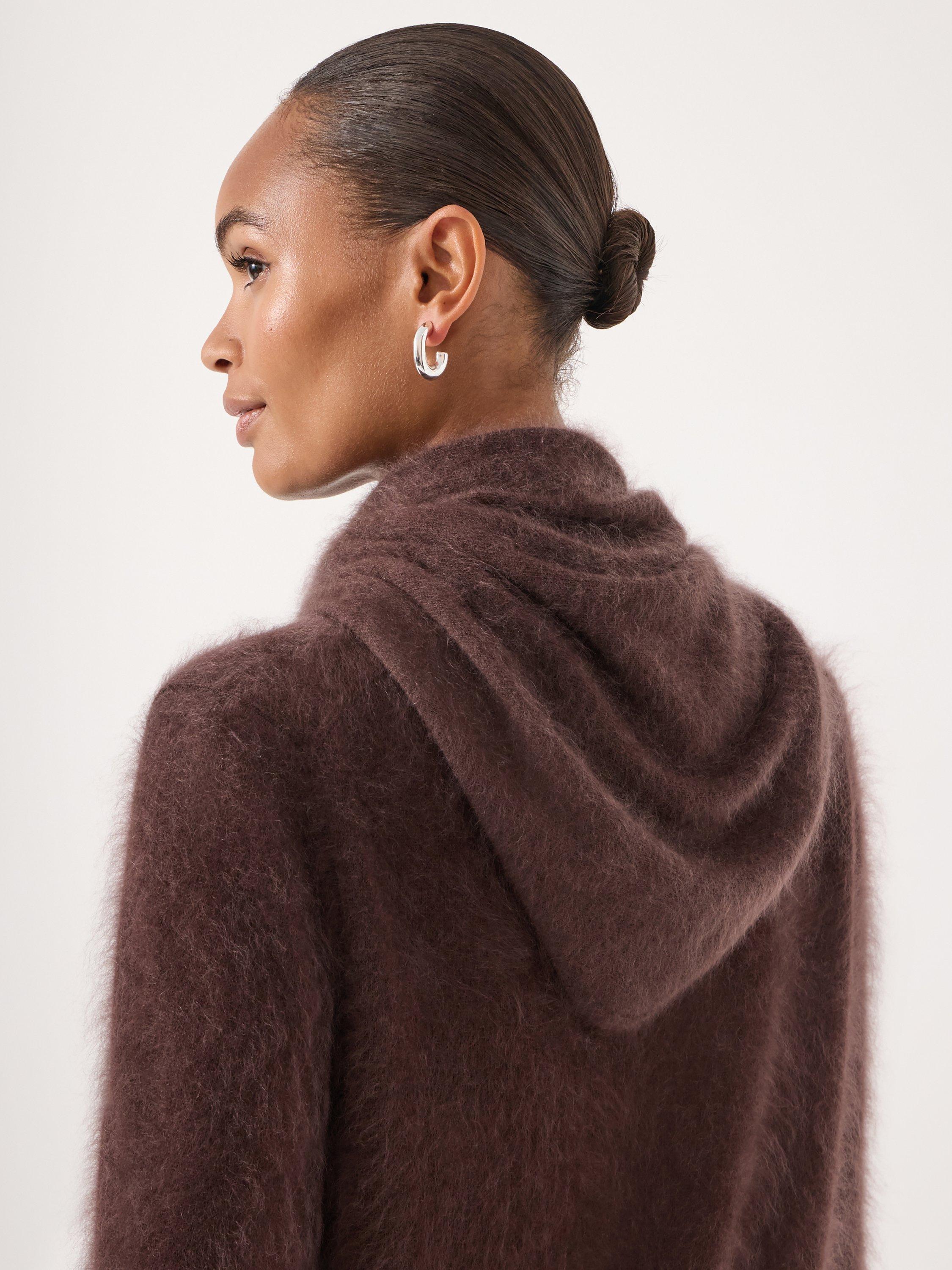 Product image 2 of 3, which shows HUSH Pure Brushed Cashmere Triangle Scarf, Chocolate Brown, One Size