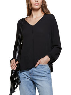 SISLEY Oversized V-Neck Blouse, Black, Black