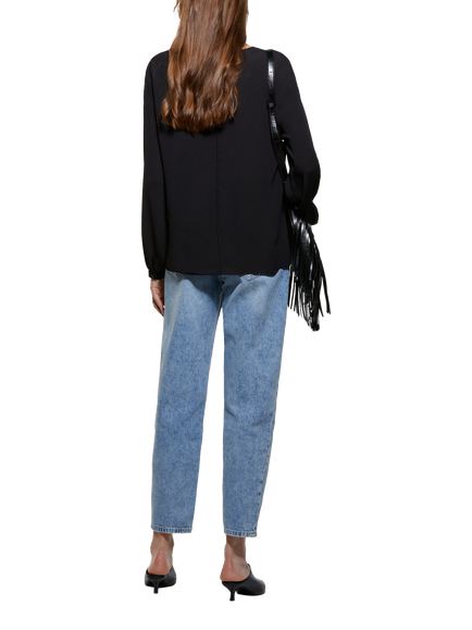 SISLEY Oversized V-Neck Blouse, Black - view 2, Black