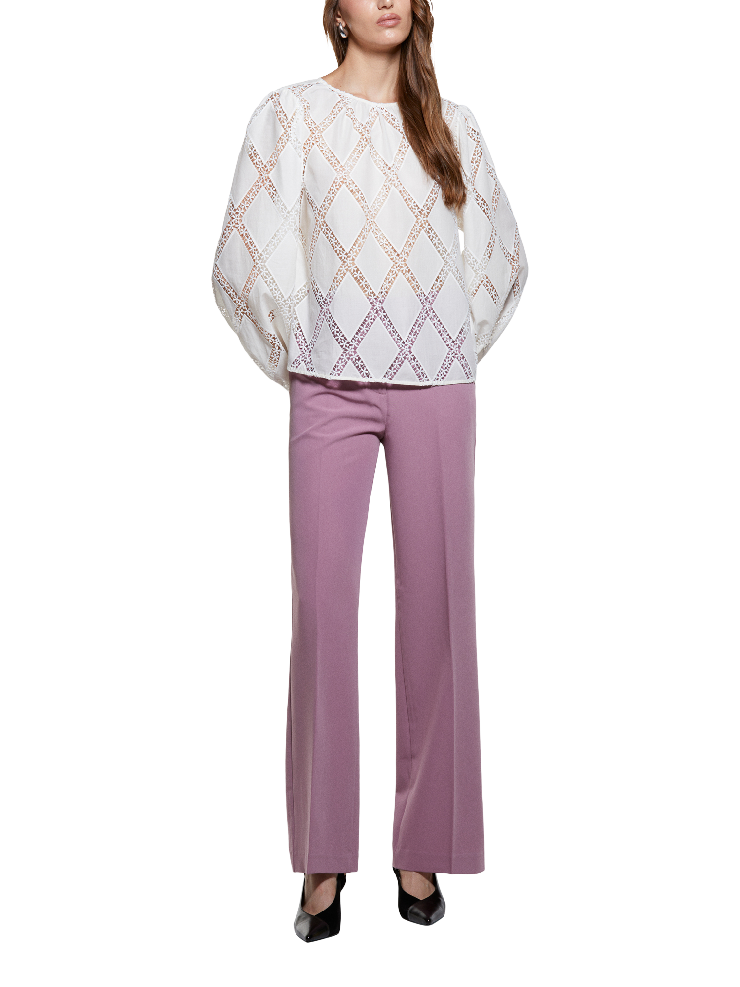 Product image 3 of 3, which shows SISLEY Diamond Lace Top, Cream, L