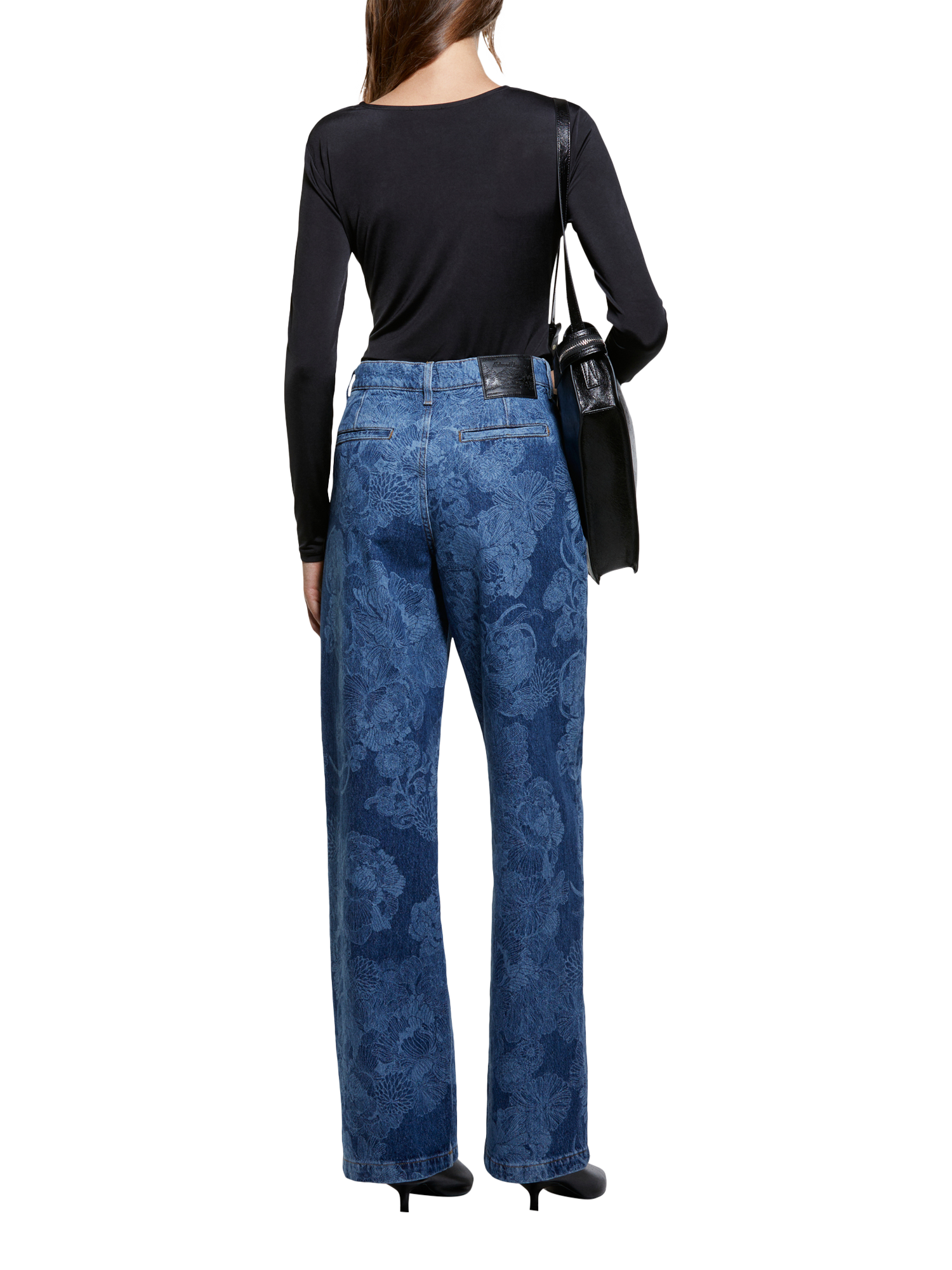 Product image 2 of 4, which shows SISLEY Keyhole Long Sleeve Top, Black, XS