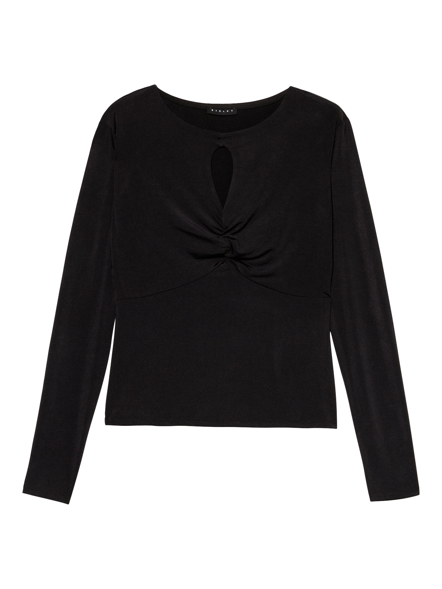 Product image 4 of 4, which shows SISLEY Keyhole Long Sleeve Top, Black, XS