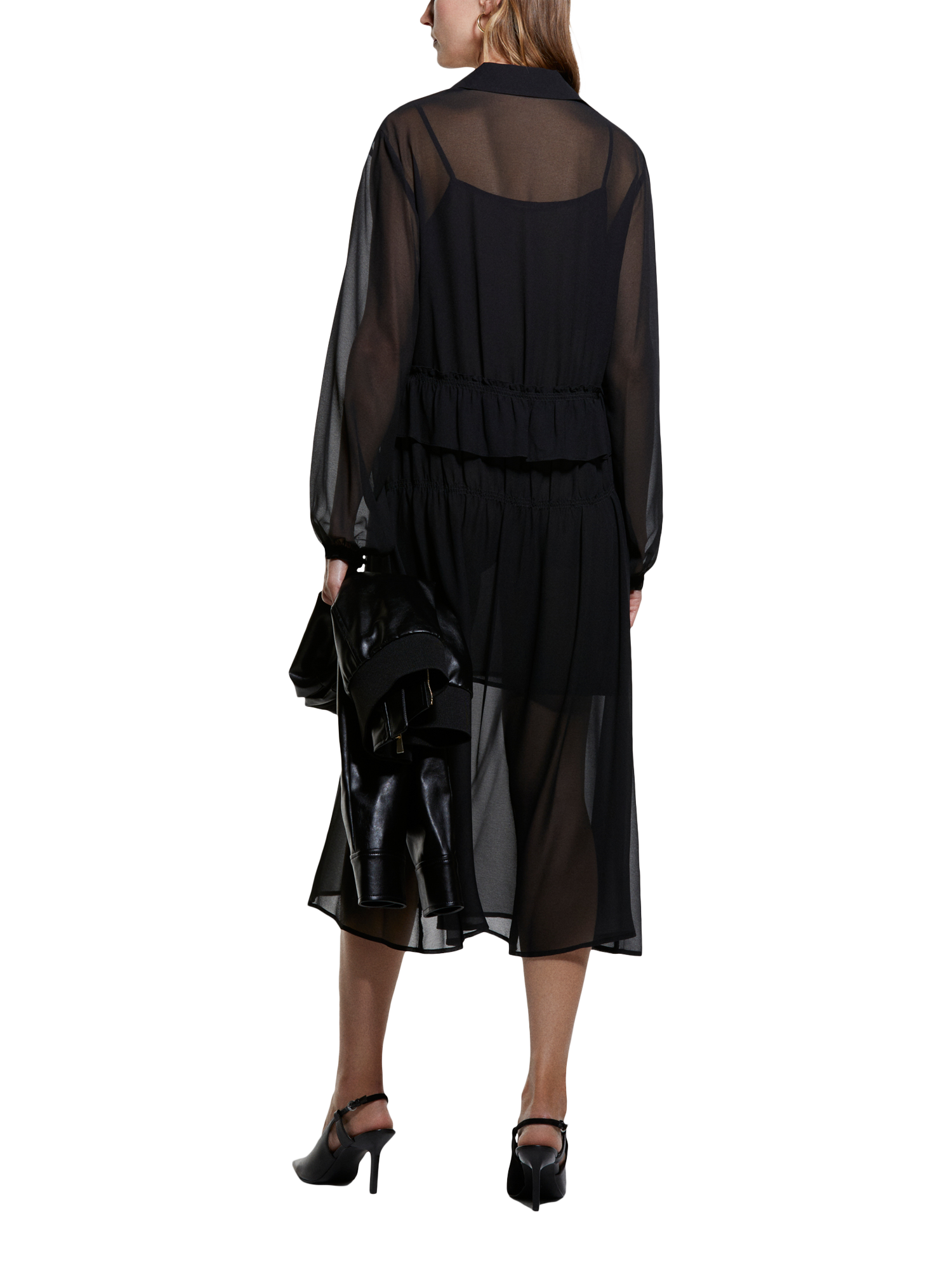 Product image 2 of 3, which shows SISLEY Ruched Midi Dress, Black, 12