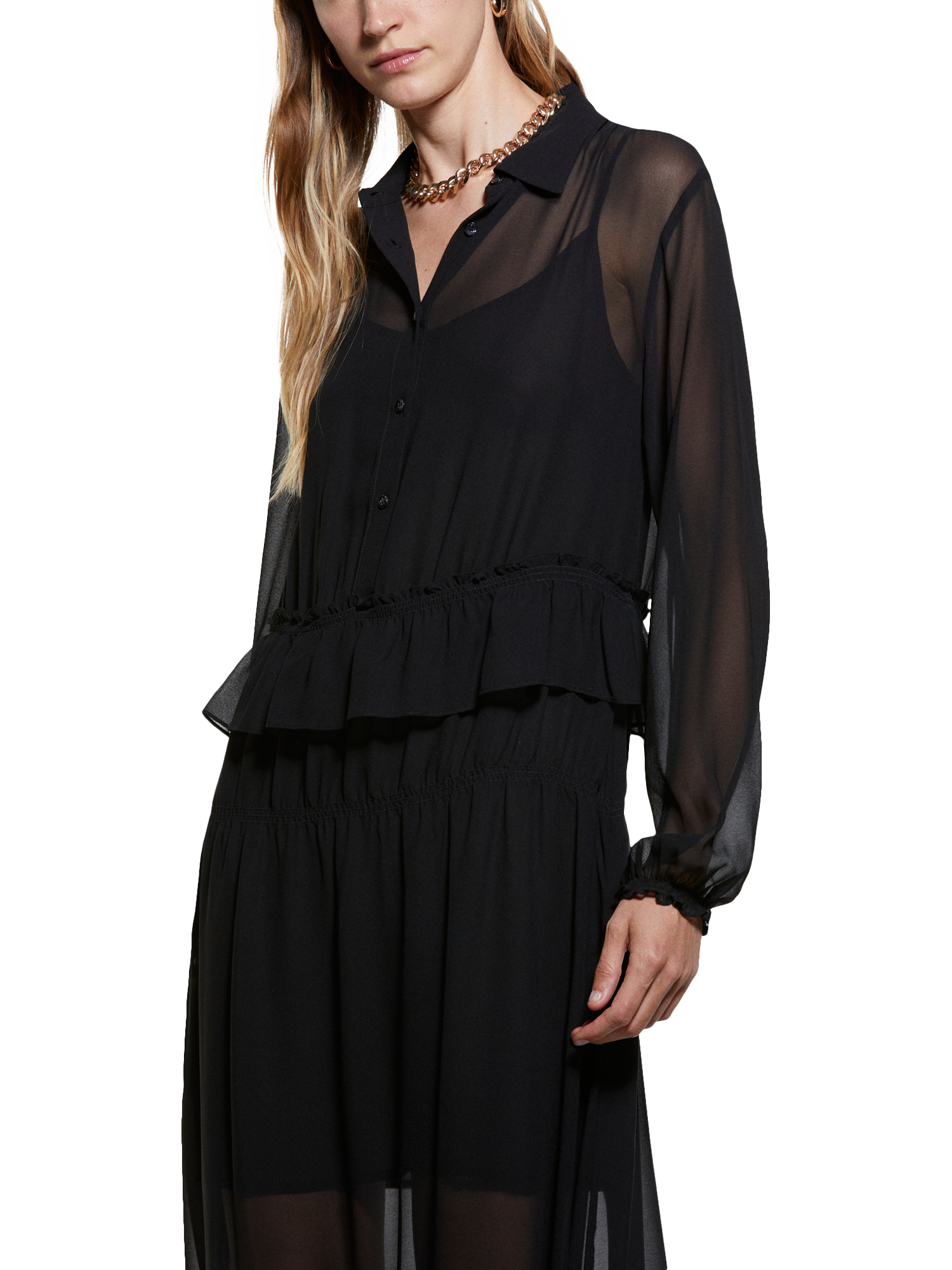 Product image 3 of 3, which shows SISLEY Ruched Midi Dress, Black, 12