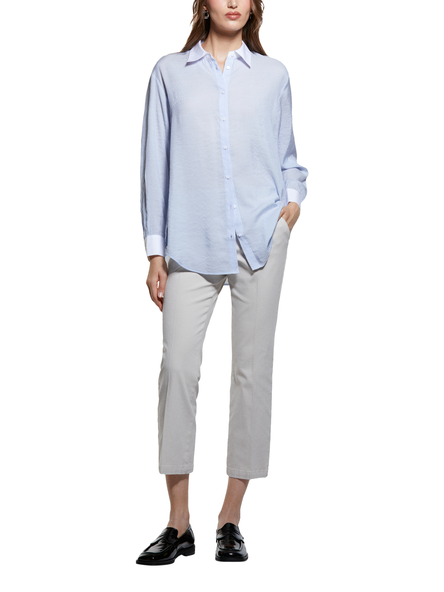 Product image 3 of 3, which shows SISLEY Stripe Comfort Fit Shirt, Blue, S