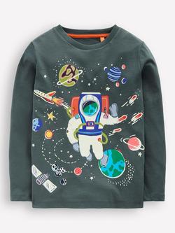 Mini Boden Kids' Cotton Glow Long Sleeve T-Shirt, Phantom Spaceman