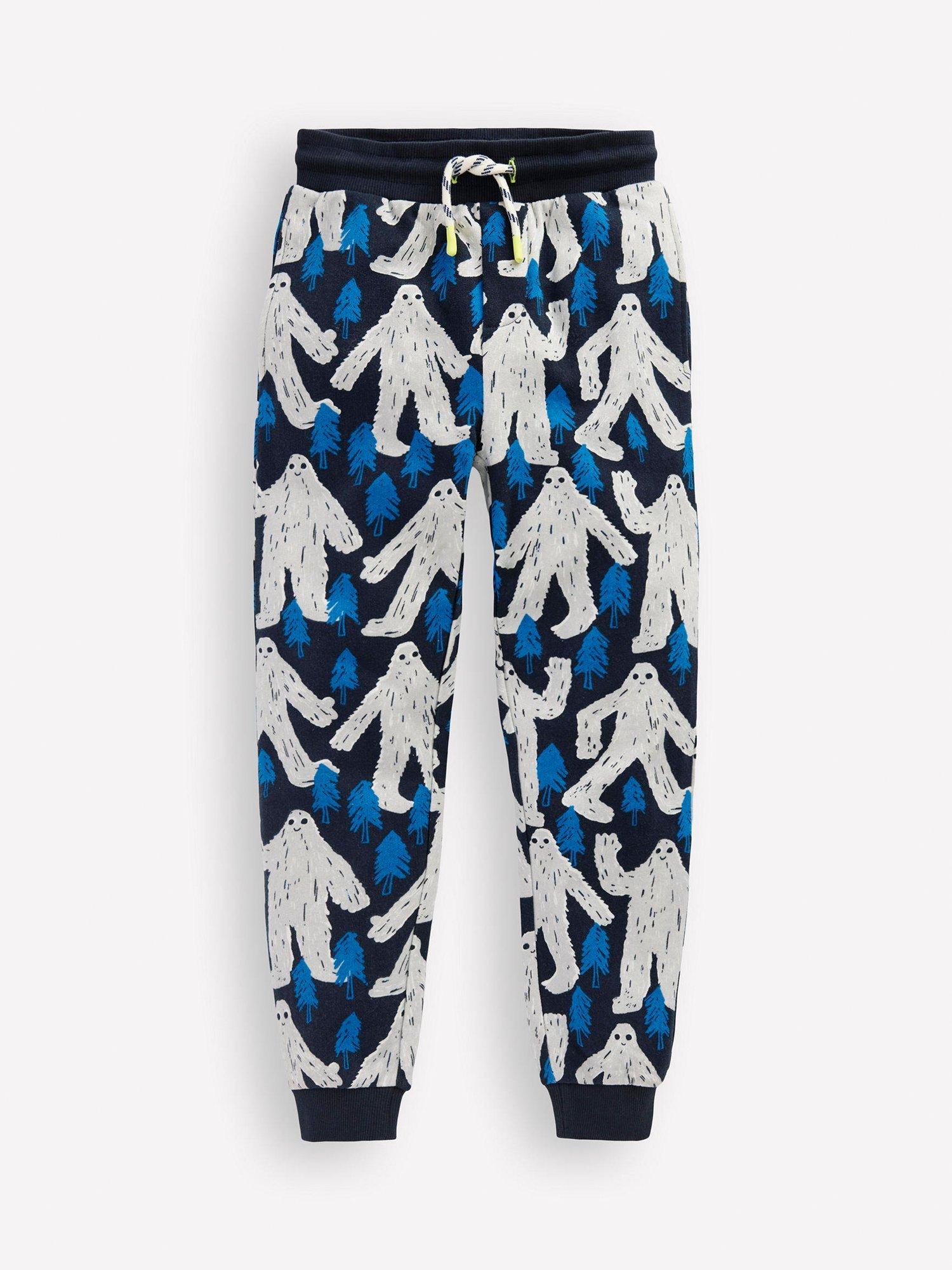 Product image 1 of 3, which shows Mini Boden Kids' Printed Joggers, Yetti, 2-3 years