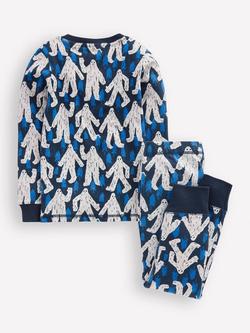 Mini Boden Kids' Cotton Snug Glow-in-the-dark Pyjama Set - view 2, Carbon Yetti