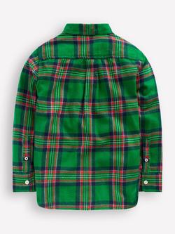 Mini Boden Kids' Cotton Check Long Sleeve Shirt - view 2, Green