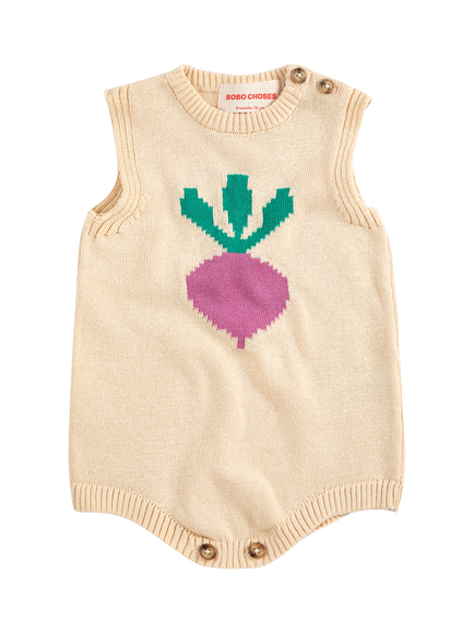 Bobo Choses Baby Cotton Knit Sugar Beet Romper, White, White