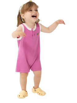 Bobo Choses Baby Cotton Rich Tangerine Motif Playsuit, Fuchsia, Fuchsia