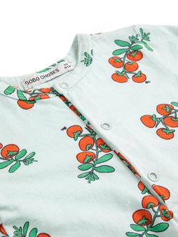 Bobo Choses Baby Cotton Tomato Print Playsuit, Light Blue - view 2, Light Blue