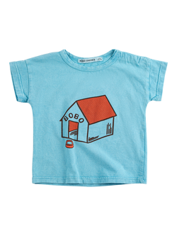 Bobo Choses Baby Pickles Is At Home Cotton T-Shirt, Prussian Blue - view 2, Prussian Blue