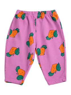 Bobo Choses Baby Cotton Rich Tangerine Print Joggers, Fuchsia, Fuchsia
