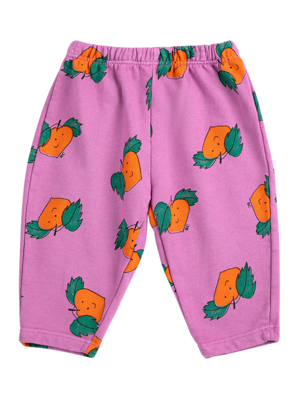 Bobo Choses Baby Cotton Rich Tangerine Print Joggers, Fuchsia, Purple
