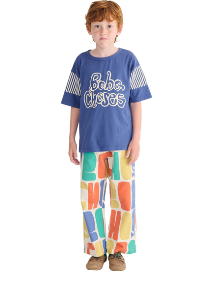 Bobo Choses Kids' By Hand Cotton Logo T-Shirt, Navy Blue, Navy Blue