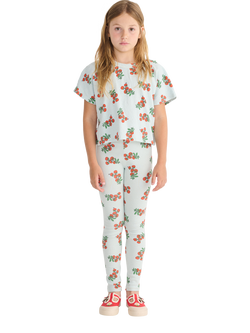 Bobo Choses Kids' Juicy Tomatoes Short Sleeved Cropped T-Shirt, Light Blue, Light Blue