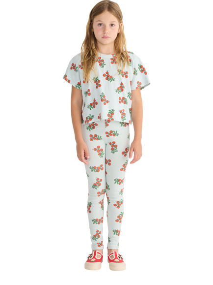 Bobo Choses Kids' Juicy Tomatoes Short Sleeved Cropped T-Shirt, Light Blue, Light Blue