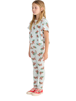 Bobo Choses Kids' Juicy Tomatoes Short Sleeved Cropped T-Shirt, Light Blue - view 2, Light Blue