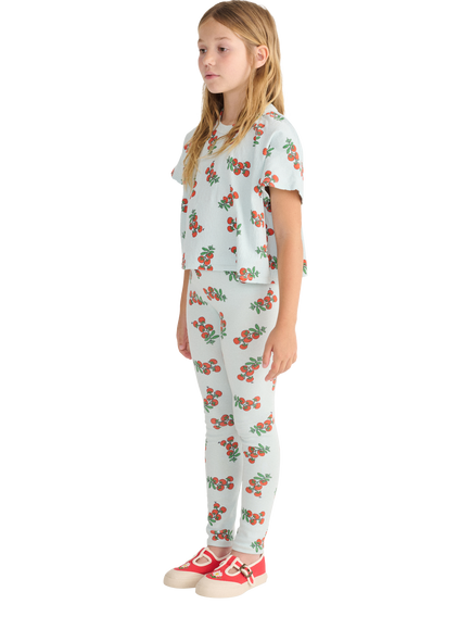 Bobo Choses Kids' Juicy Tomatoes Short Sleeved Cropped T-Shirt, Light Blue - view 2, Light Blue