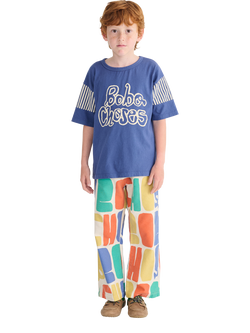 Bobo Choses Kids' Cotton Colour Block Logo Trousers, Offwhite, Offwhite