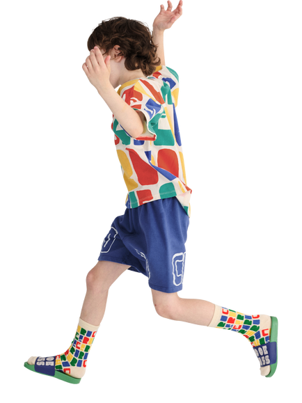 Bobo Choses Kids' Cotton Colour Block Logo T-Shirt, Offwhite - view 2, Offwhite