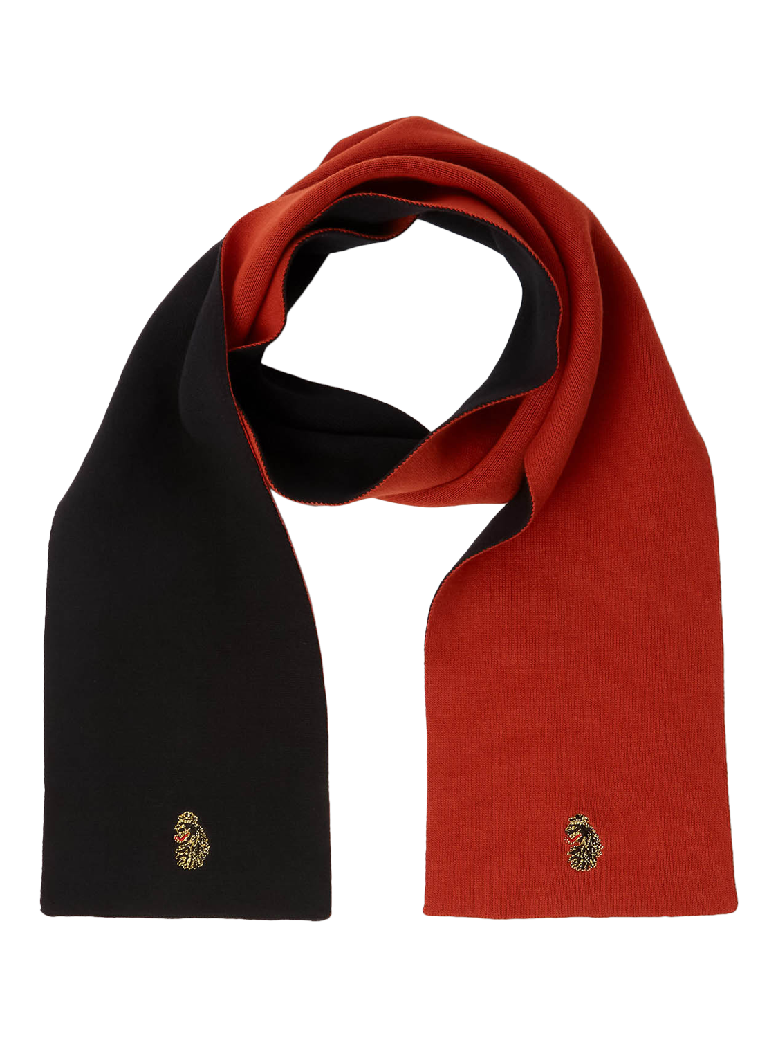 Product image 1 of 4, which shows LUKE 1977 Gerard Cotton Colour Block Scarf, Copper Orange, One Size