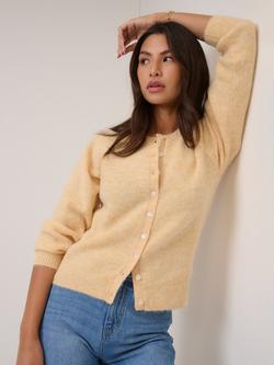 Nobody's Child Pearlescent Button Wool Blend Cardigan, Yellow, Yellow