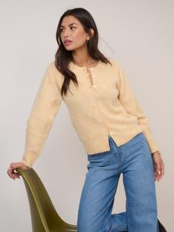 Nobody's Child Pearlescent Button Wool Blend Cardigan, Yellow - view 2, Yellow