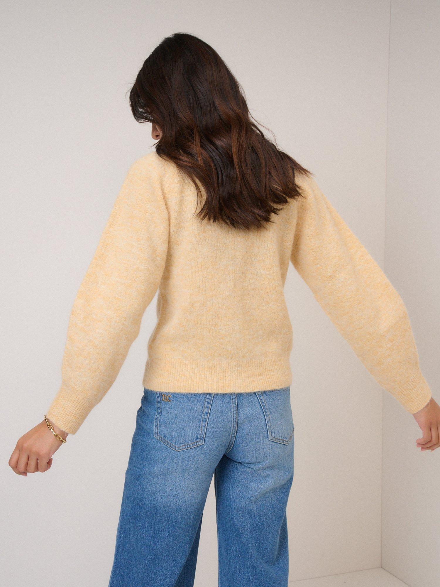 Product image 5 of 5, which shows Nobody's Child Pearlescent Button Wool Blend Cardigan, Yellow, XS