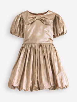 Mini Boden Kids' Bubble Hem Short Sleeve Dress, Gold