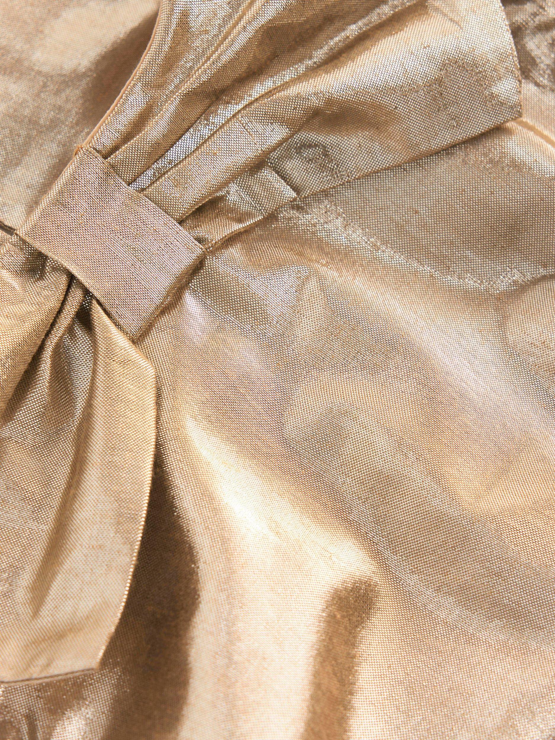 Product image 3 of 3, which shows Mini Boden Kids' Bubble Hem Short Sleeve Dress, Gold, 2-3 years