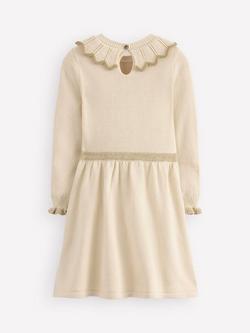 Mini Boden Kids' Cotton Blend Collared Long Sleeve Dress - view 2, Soft Ivory