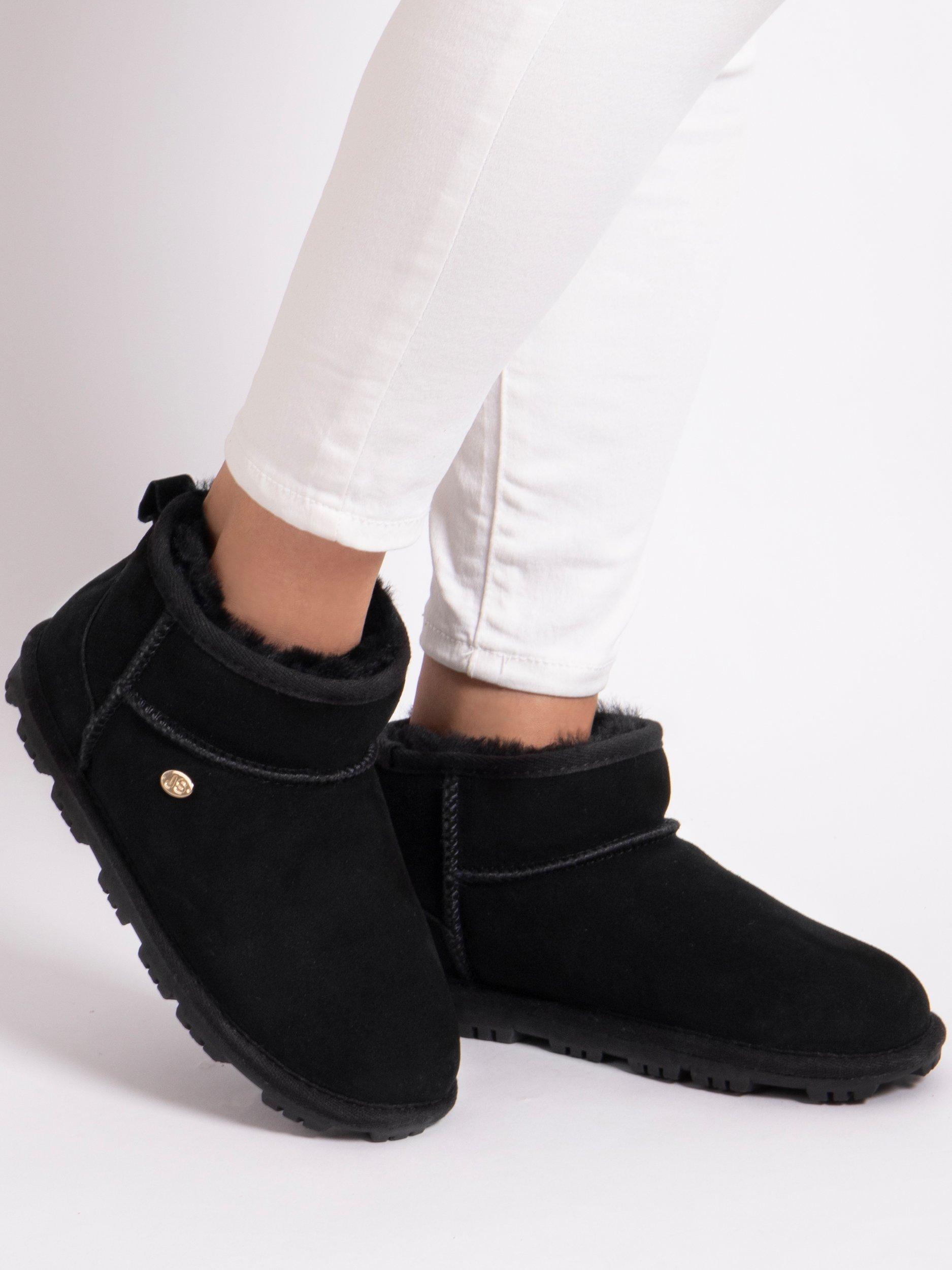 Product image 6 of 6, which shows Just Sheepskin Grace Suede Slipper Boots, Black, 3