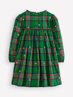 Mini Boden Kids' Cotton Ruffle Neck Smock Dress - view 2, Star Check