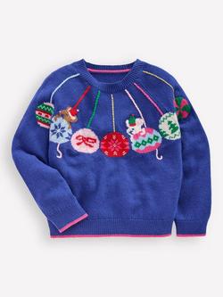 Mini Boden Kids' Cotton Blend Fun Logo Jumper, College Navy Baubles