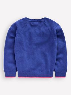 Mini Boden Kids' Cotton Blend Fun Logo Jumper - view 2, College Navy Baubles