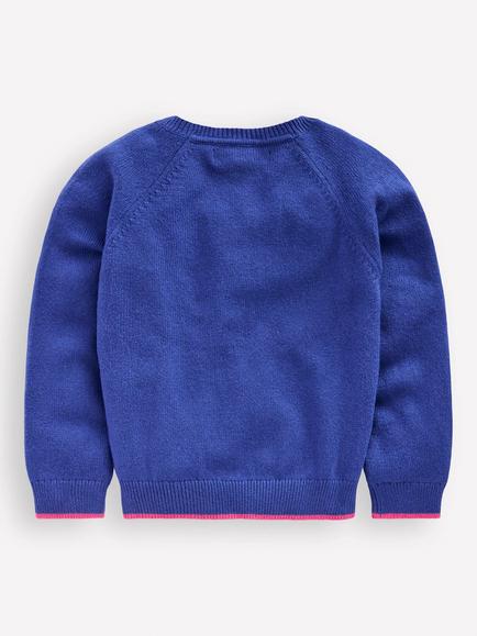 Mini Boden Kids' Cotton Blend Fun Logo Jumper - view 2, College Navy Baubles