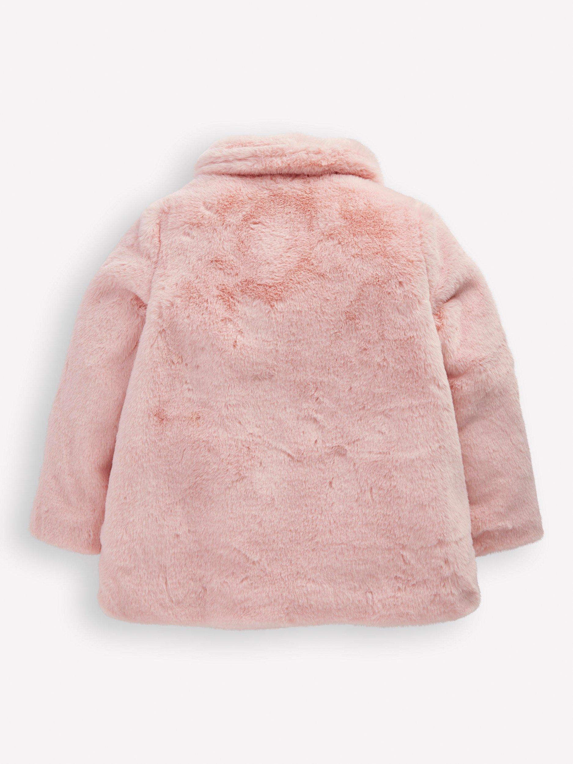 Product image 2 of 4, which shows Mini Boden Kids' Faux Fur Coat, Pink, 10-11 years