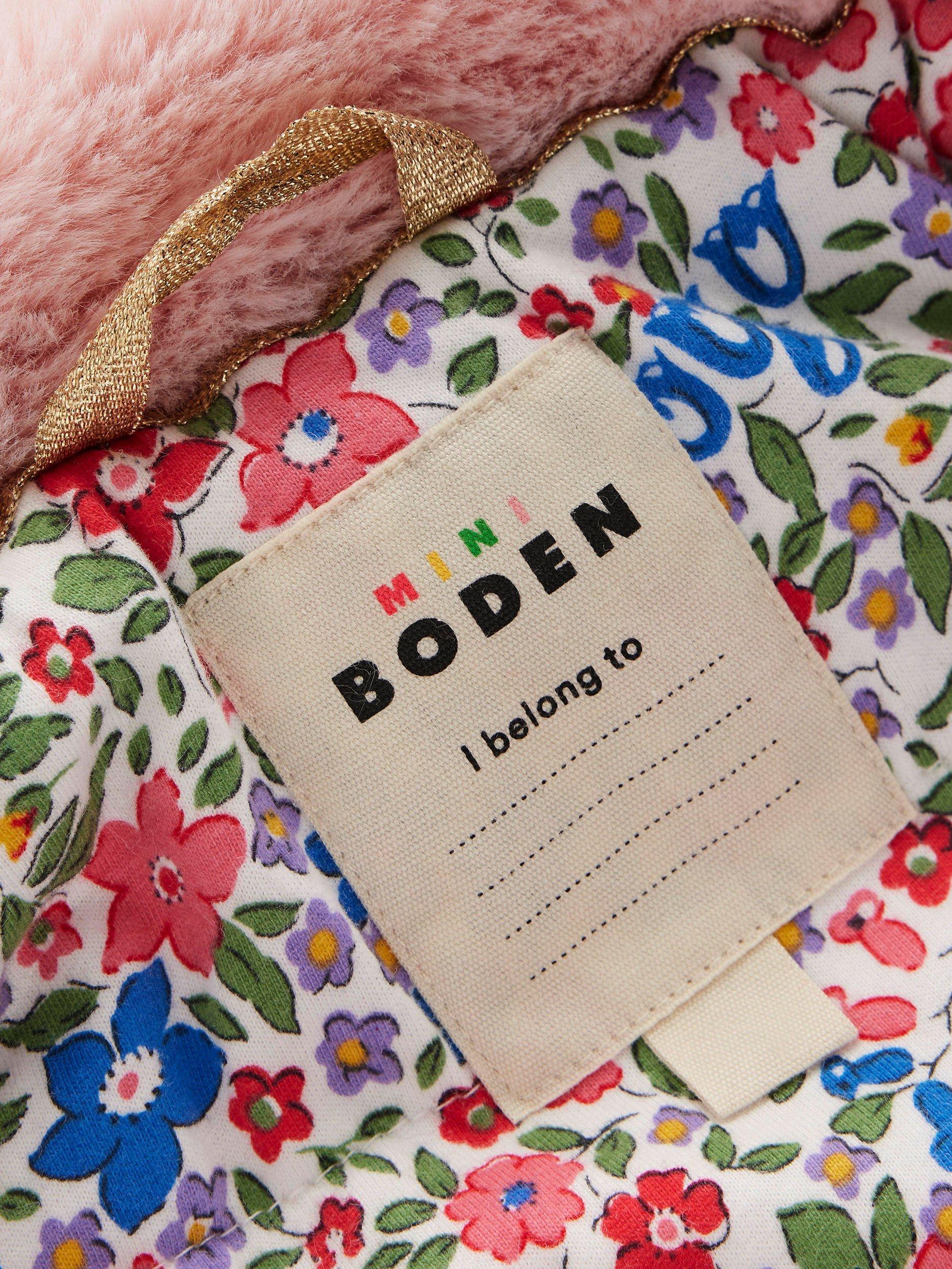 Product image 4 of 4, which shows Mini Boden Kids' Faux Fur Coat, Pink, 10-11 years