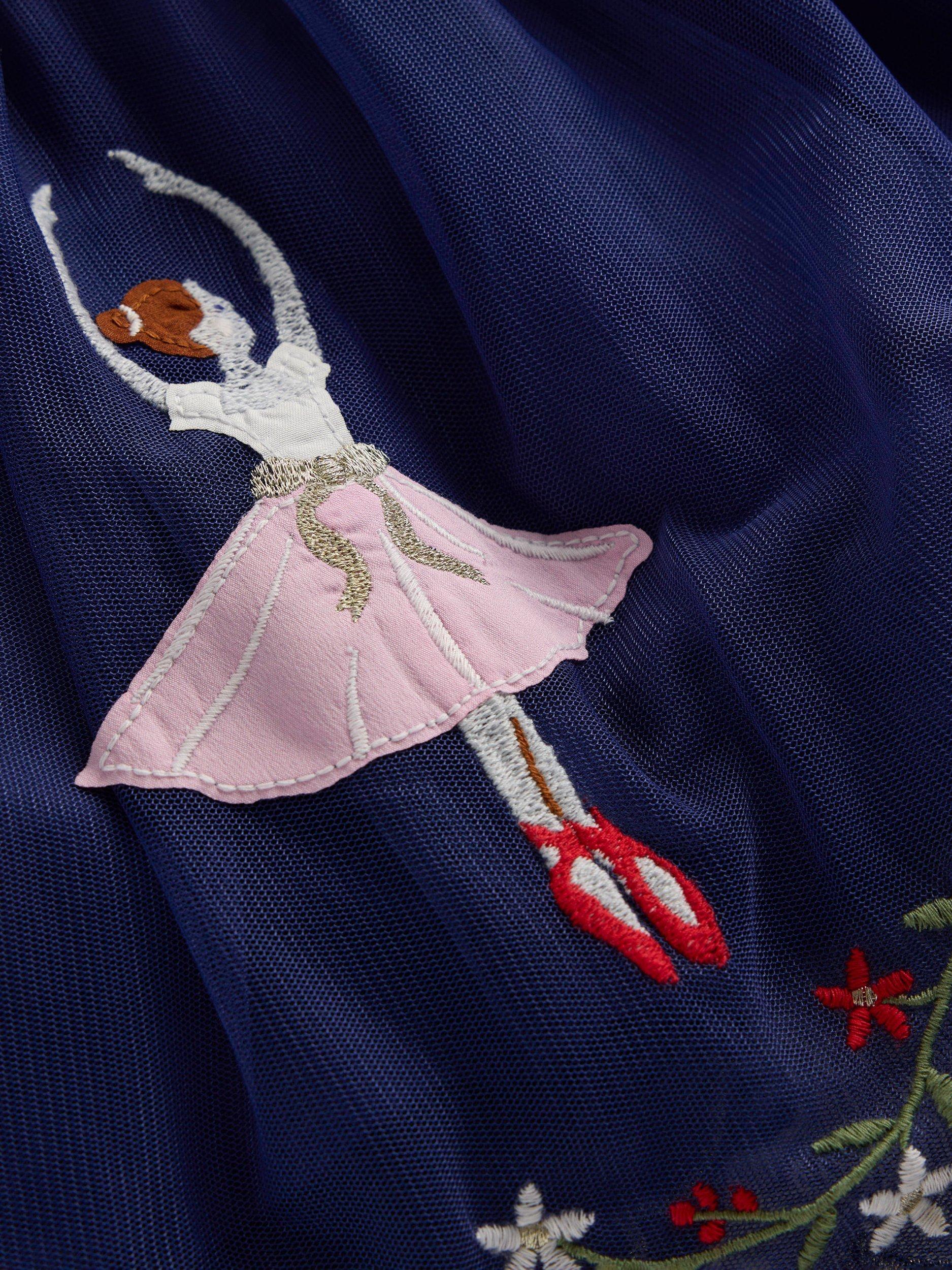 Product image 3 of 3, which shows Mini Boden Kids' Applique Tulle Flared Mini Skirt, Blue Nutcracker, 7-8 years