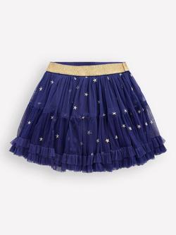 Mini Boden Kids' Star Tulle Mini Skirt, Navy Stars
