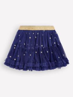 Mini Boden Kids' Star Tulle Mini Skirt - view 2, Navy Stars