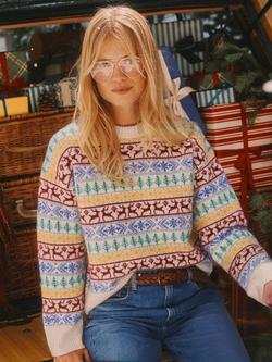 Joules Crew Neck Fair Isle Jumper, Multi, Multi